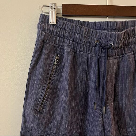 Athleta Women's Cabo Linen Textured Wide Leg Blue Stripe Pull On Pants Blue 0 - Picture 8 of 14
